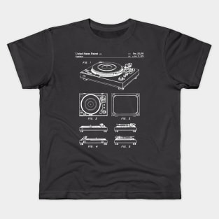 Vinyl Record Player Patent - Music Lover Bedroom Art - Antique Kids T-Shirt